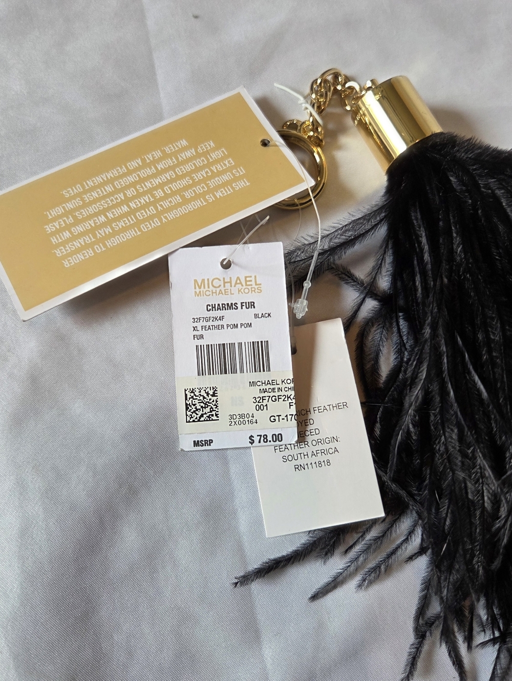 Michael Kors Black Ostrich Feather Tassel with Gold Hardware - Picture 2 of 6